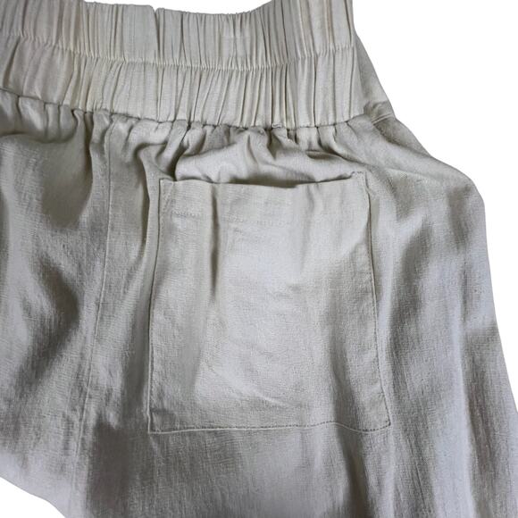 Neutral Wrap Tie-Front Pants S | Relaxed Boho Linen Wide-Leg Harem Beach Resort - Picture 7 of 11
